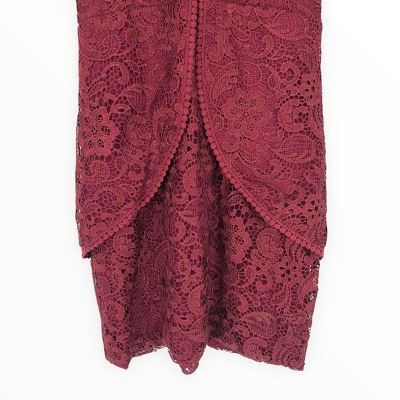Wayf Lace Mini Dress in Burgundy Back Cutout Short Sleeves size XS Revolve - Picture 5 of 13